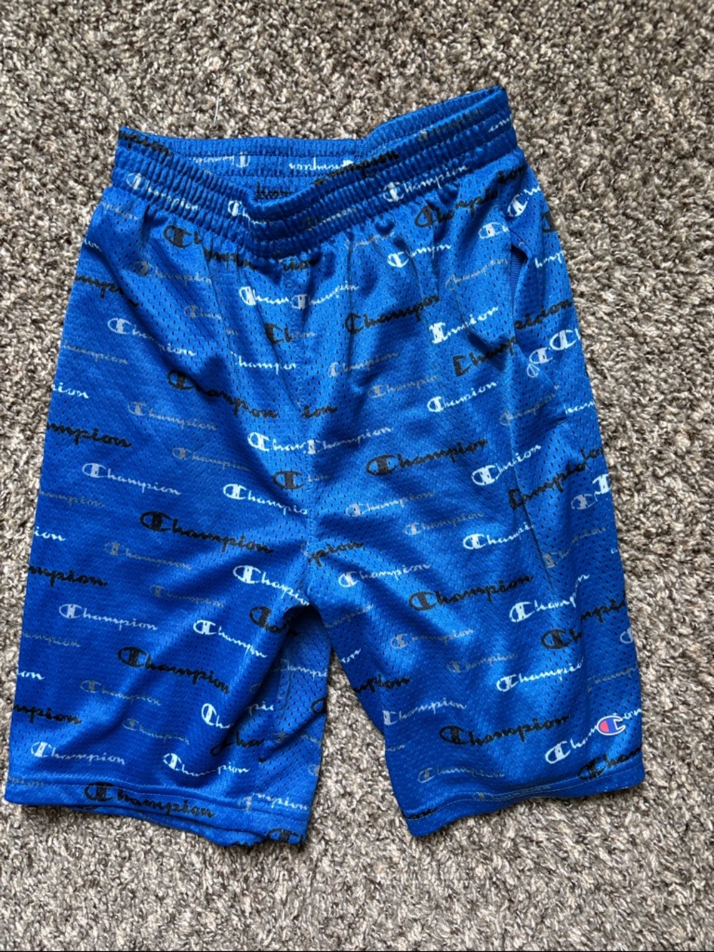 Champion Royal Blue Allover Logo Mesh Athletic Shorts